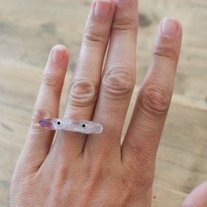 Raw Amethyst Bar Ring Sterling Silver